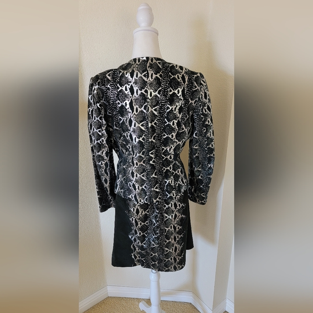 Black Metallic Silver Leather Suede Reptile Print by Metrostyle , Size 12 - Picture 3 of 11